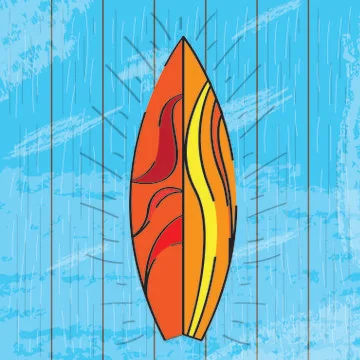 Colored surfboard on a water background Stock Illustration