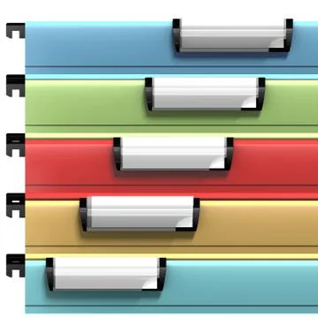 Colored suspended files with copy space available on blank stamps Illustrazione stock