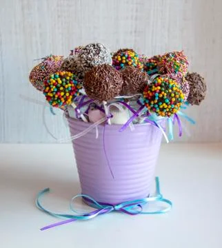 Colored Sweet Cake Pops Candy. Stockfoto's