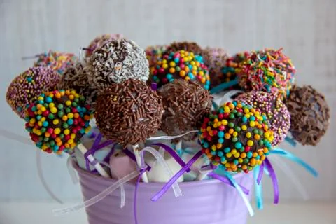 Colored Sweet Cake Pops Candy. Fotos de archivo