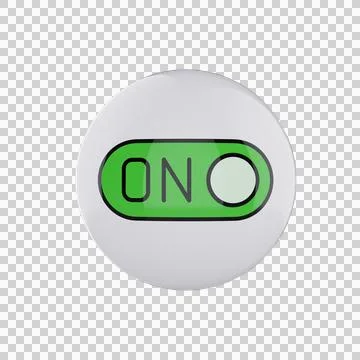 Colored Switch ON Icon on White Glossy Button – Transparent Stock Illustration