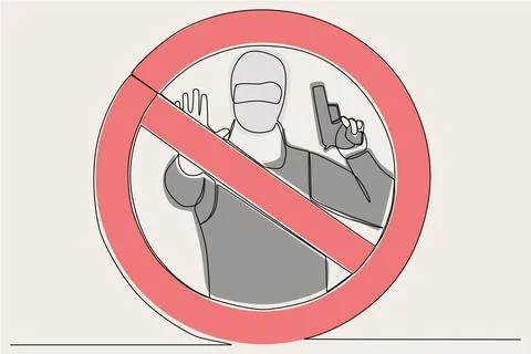 The colored symbol of a man forbids the use of weapon. Stock Illustration