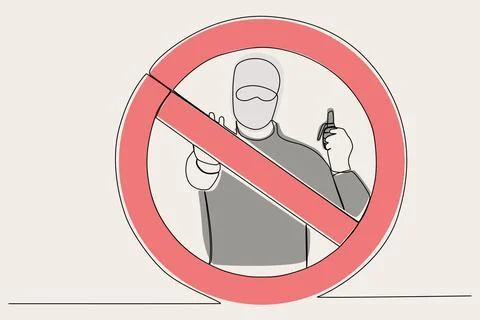 A colored symbol prohibiting the use of a sharp weapon. Stock Illustration