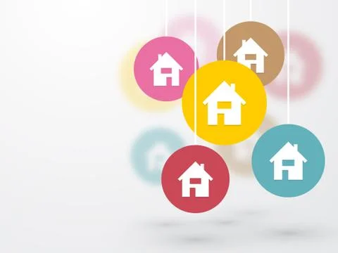 Colored symbols house hanging on a string Stock Illustration