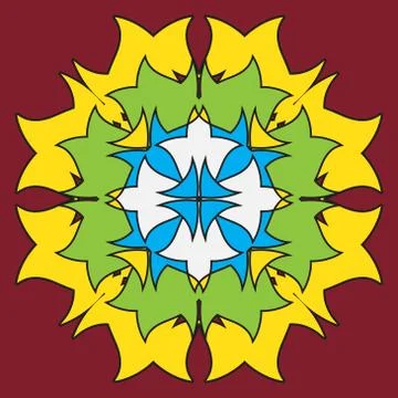Colored symmetrical mandala - flower shape Stock Illustration
