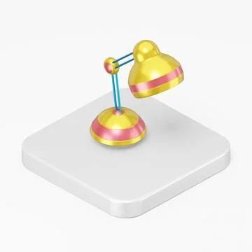 Colored table lamp icon. 3d rendering square button key isometric view, inter Stock Illustration