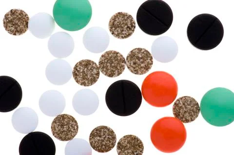 Colored tablets vitamin Stock Photos