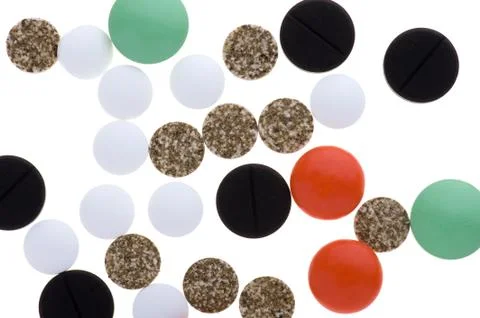 Colored tablets vitamin Stock Photos