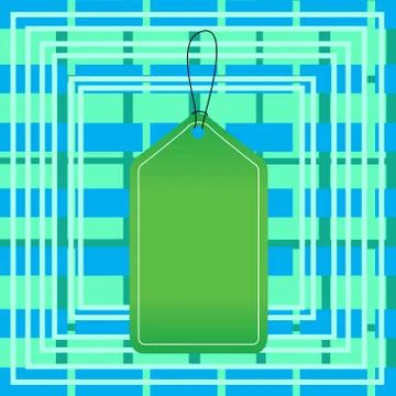 Colored tag vertically positioned rectangle label. Empty badge bound by string Stock Illustration