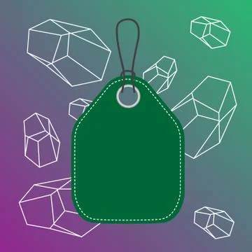 Colored tag vertically positioned rectangle label. Empty badge bound by string Illustrazione stock