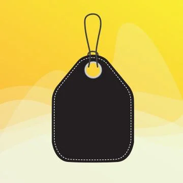 Colored tag vertically positioned rectangle label. Empty badge bound by string Illustrazione stock