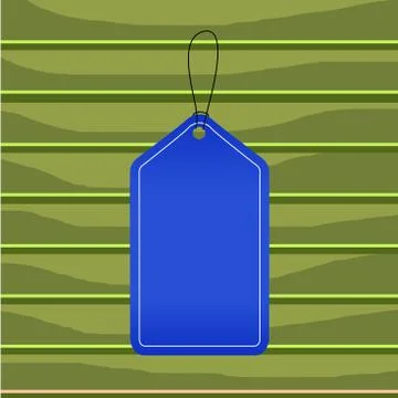Colored tag vertically positioned rectangle label. Empty badge bound by string Stock Illustration