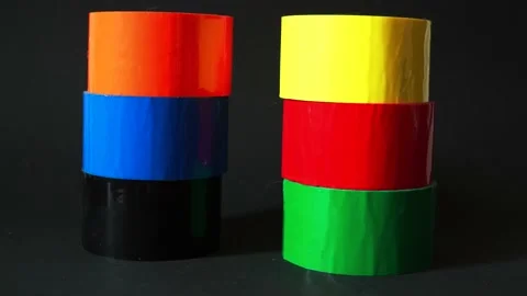 Colored tape on a black background  Stock Footage 133421482