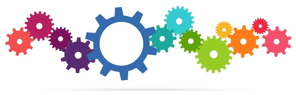 Colored team work gears Illustrazione stock