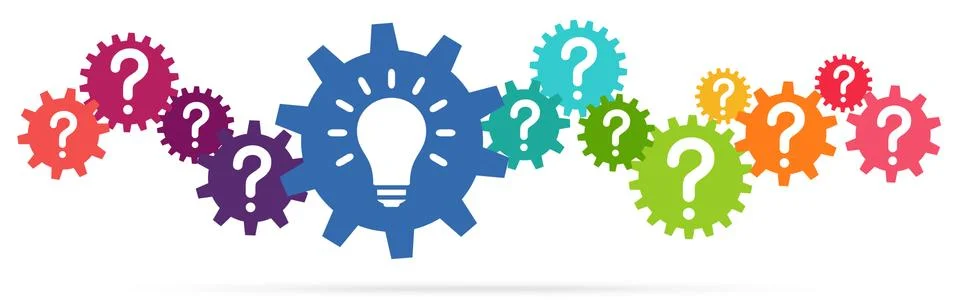 Colored team work gears with light bulb idea Stock Illustration