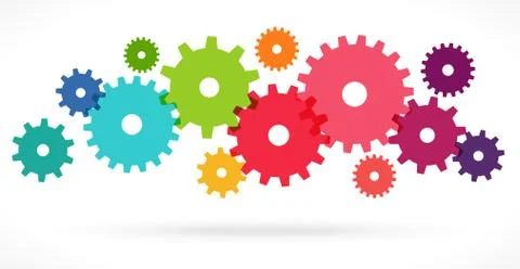 Colored teamwork gears Stock Illustration