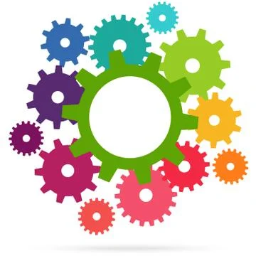 Colored teamwork gears Illustrazione stock
