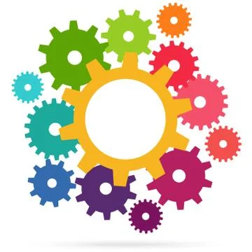Colored teamwork gears Stock Illustration