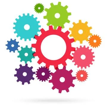 Colored teamwork gears Illustrazione stock