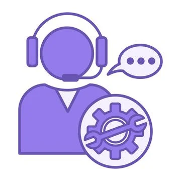 Colored Technical Support Icon. Vector Illustration. A Service That Helps U.. Stock Illustration