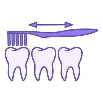 Colored Teeth Brushing Icon. Vector Icon. Toothbrush Cleans Teeth in Differ.. Stock Illustration
