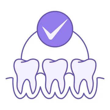 Colored Teeth Icon. Vector Icon of Teeth Standing in a Row. Dental Care. Me.. 스톡 일러스트