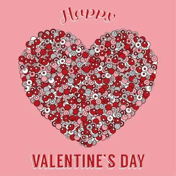 Colored template for Valentine&amp;#39;s day theme greeting card with decorative Stock Illustration