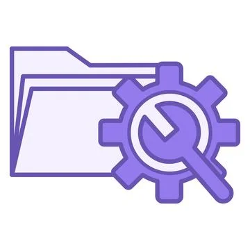 Colored Testing Icon. Vector Icon of Computer Folder, Gear, and Wrench. Pro.. Stock-Illustration