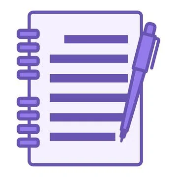 Colored Text Icon. Vector Icon. Notepad and Pen, Stationery, Tools. School,.. Illustration