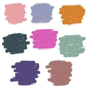 Colored texture brush strokes, old paint, stickers, background. Vector set of イラスト素材