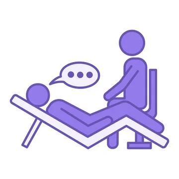 Colored Therapy Icon. Vector Illustration. Patient Lying on the Couch and T.. Stock Illustration