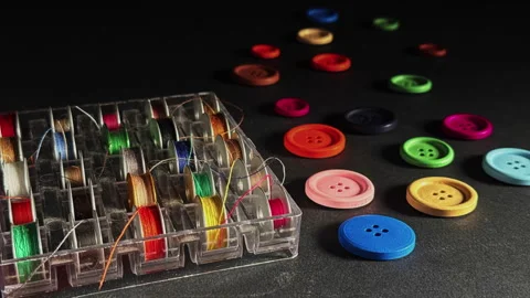 Colored Thin Spools of Tailor Thread 動画素材 306725716