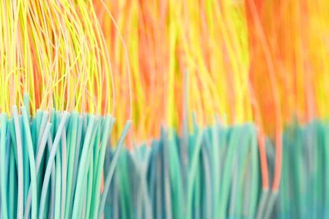 Colored thin wavy threads abstract texture background Foto stock