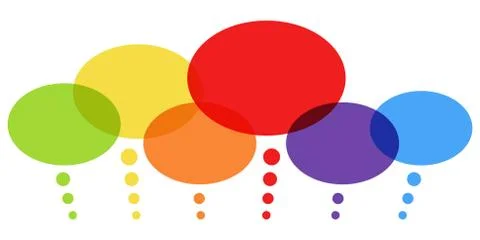 Colored thought bubbles in a row Stock Illustration