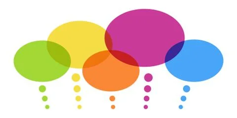Colored thought bubbles in a row Stock Illustration
