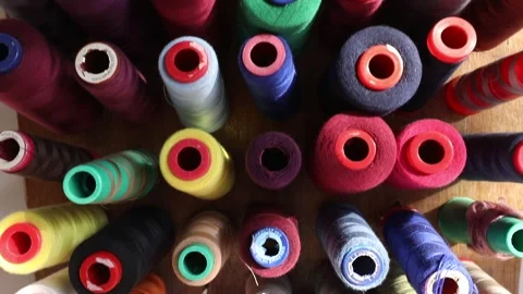 Colored thread spools Stock Footage 326664876