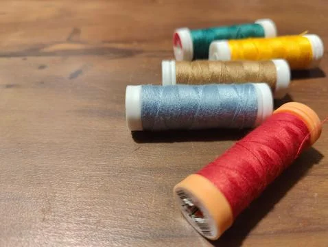 Colored thread spools Stock Photos