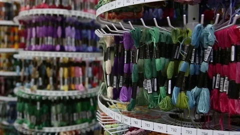 Colored threads for embroidery, color selection Stock Footage 127637032