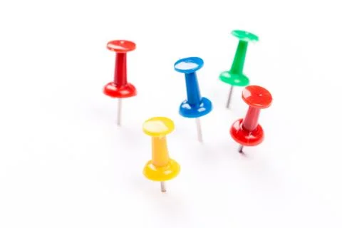 Colored Thumbtacks to remember things to do Stock Photos