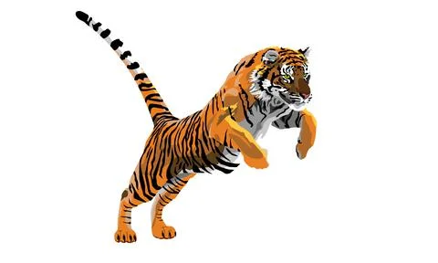 Colored Tiger, on an isolated background Иллюстрация