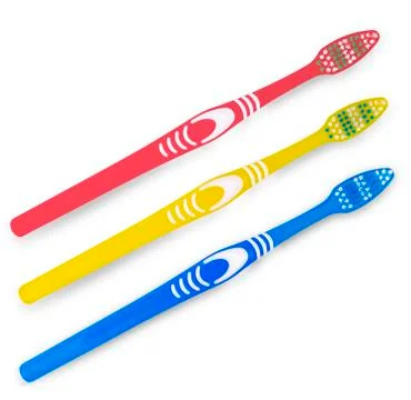 The colored toothbrush isolated on white top view Stock Photos