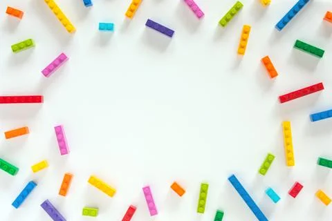 Colored toy bricks with place for text Foto stock