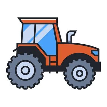 Colored tractor icon. red tractor. Stock Illustration