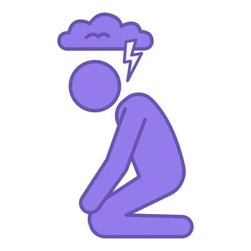 Colored Trauma Icon. Vector Illustration. Man Sitting On His Knees, Dark Cl.. Stock Illustration
