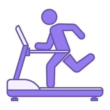 Colored Treadmill Icon. Vector Drawing. Athlete Runs on Treadmill. Sports E.. Stock Illustration