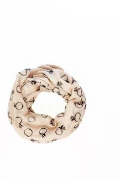 Colored with trendy pattern ring scarf-snood, isolated on white background Stock Photos