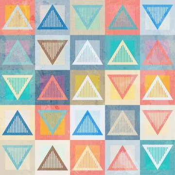 Colored triangle seamless pattern with grunge effect Stock Illustration