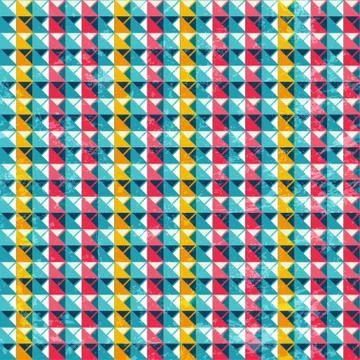 Colored triangle seamless pattern with grunge effect Stock Illustration