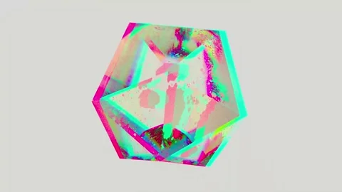 The colored triangles form a large crystal with a glitch effect on the inside Video stock 144099366