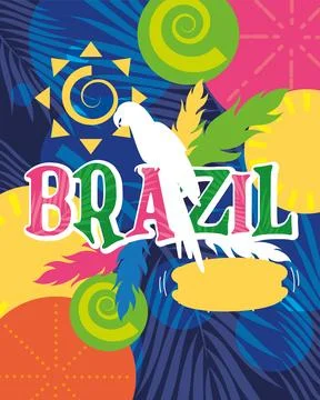 Colored tropical Brazil poster Vector Stock Illustration